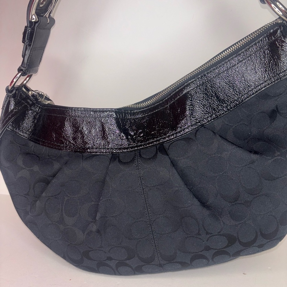 Coach Black Crescent Shoulder Bag with Textured Design